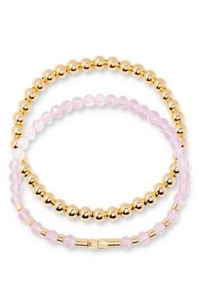 Brook & York Makenna Set of 2 Birthstone Beaded Stretch Bracelets in Gold at Nordstrom Rack