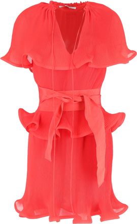 Stella McCartney Stella McCartney mini-jurk met ruches en laagjes in rood satijn