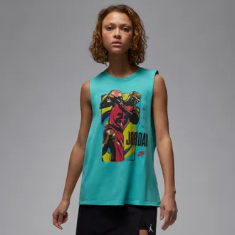 Nike Jordan Womens Jordan Sleeveless Graphic T-Shirt in Green | HJ0199-392