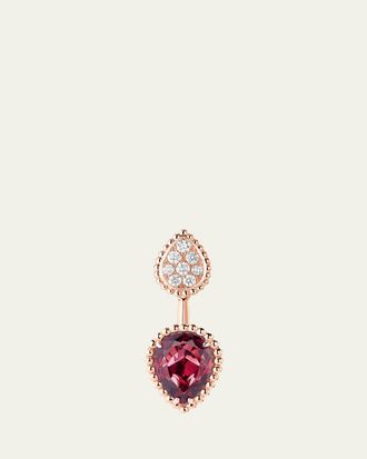 Boucheron 18K Pink Gold Serpent Boheme Rhodolite and Diamond Pave Earring, Single