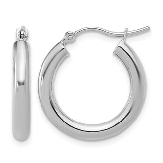 Diamond2Deal 14K White Gold Polished Round Shape Hoop Earrings