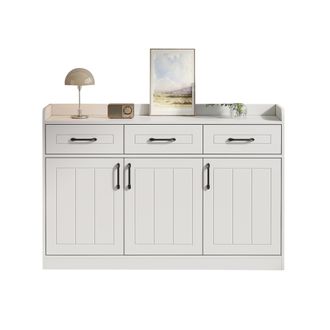 STILVORA Aparador Con 3 Cajones Y 3 Puertas, Estantes Ajustables, En Tablero De Part&iacute;culas, 120 &times; 35 &times; 80 Cm, Blanco