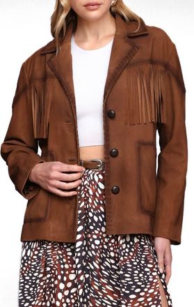 Avec Les Filles Fringe Genuine Suede Blazer in Bourbon at Nordstrom, Size Xx-Large