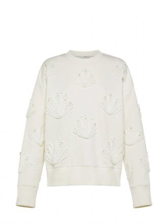 Forte_Forte Womens Lunamaris Shell Embroided Sweatshirt In Ivory