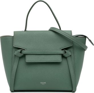 Celine Pre-owned Womens Belt Bag Top Handle Bag - Sage Green Leather - One Size