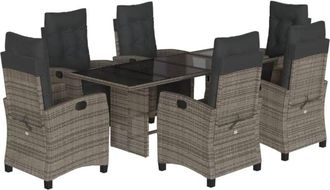 vidaXL Set Comedor Jard&iacute;n 7 Pzas Y Cojines Rat&aacute;n Sint&eacute;tico Gris Vidaxl