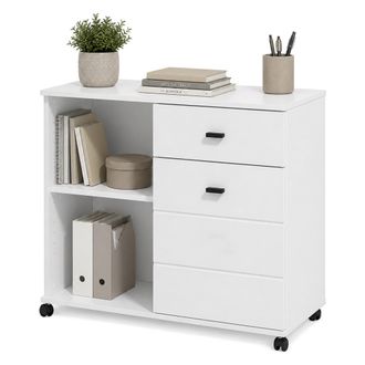 Dmora Credenza Majuli, Aparador 2 Estantes, Un Caj&oacute;n, Una Puerta, 77x35x72h Cm Blanco