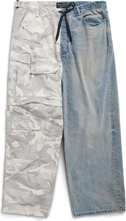 Balenciaga Grayscale Camo Hybrid Baggy Pants Light Blue 786645TQW556379