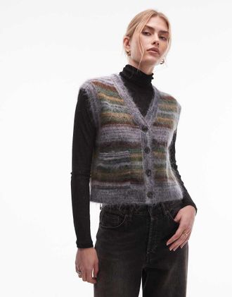 & Other Stories Top senza maniche stile gilet in maglia lanuginosa in mohair e lana a righe multicolore