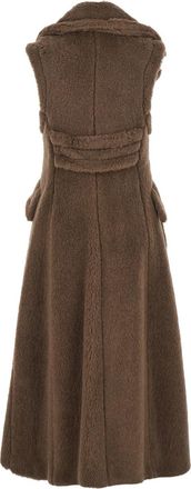 Max Mara Womens Brown Sleeveless Coat With Wide Lapels Alpaca