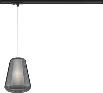 Top-Light Sospensione Binario Contemporanea Double Skin Metallo Nero Vetro Fumè 1 Luce E27