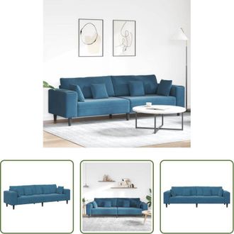 vidaXL Divano in velluto - Divano con cuscino Blu 250 x 77 x 76 cm Velluto