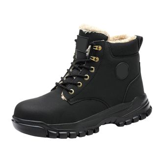 Generic Mens Boots Warm Fur Lined Snow Boots Lace Up Platform Combat Boots Anti-Slip Winter Boots Mens Ankle Shoes Outdoor Walking Boots for Men Hiking Boots 