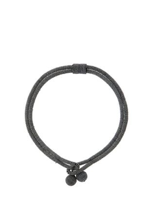 Fabiana Filippi Grey Necklace With Beaded Design And Rhinestone Embellishment In Faux-Pearls Woman