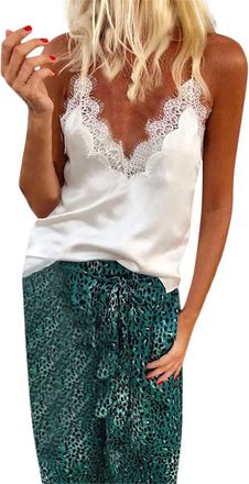 Generic Casual Basic Tank Top for Women Cami Sleeveless Trendy Shirts Camisole Silk Satin Y2K Fashion Summer Tank Tops Loose Fit Graphic Lace Spaghetti Straps