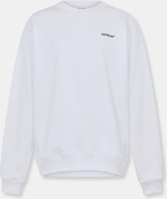 Off-white Mens Off White Skate Left Chest Logo Crew Neck Long Sleeve Sweatshirt in White-Black - Size X-Large