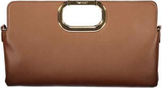 Twinset Clutch in pelle con manico dorato - - Bags - Donna - Marrone - ONE SIZE