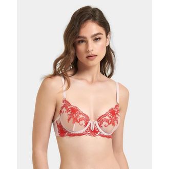 Bluebella Bluebella Marseille Bra Women Red Floral Embroidered Sheer Underwire FROG621