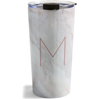 Deny Designs Marbled Monogram Travel Mug at Nordstrom