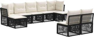 vidaXL Conjunto De Sof&aacute;s De Jard&iacute;n 9 Uds. Negro Rat&aacute;n Sint&eacute;tico Vidaxl