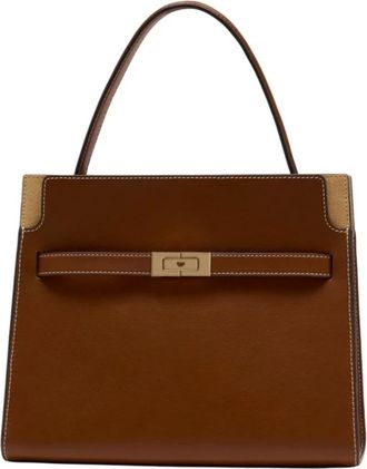 Tory Burch Small Lee Radziwill Double Bag - Dames - Handtassen - Bruin - ONE Size - Leer - Tassen