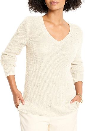 Nic+Zoe Nic+Zoe Shimmer Waffle V-Neck Sweater