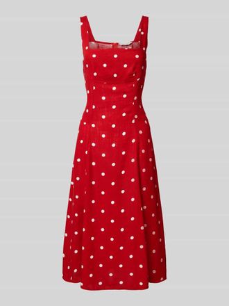 Apricot Midikleid mit Leinen-Anteil und Karree-Ausschnitt in Rot, Gr&ouml;&szlig;e XL