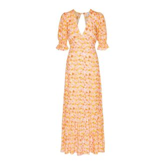 Americandreams Koko Dress Long Open Back - Dames - Casual kleedjes - Oranje - XS - Kleedjes