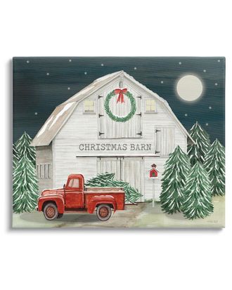 Stupell Industries Nighttime Christmas Barn Farm By Cindy Jacobs Wall Art