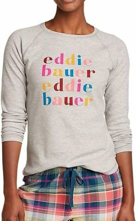 Eddie Bauer Thermal Long Sleeve Raglan Crew Logo Tee In Heather Gray