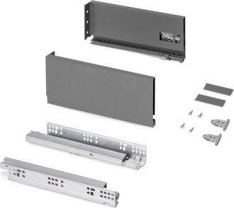 Emuca Emuca Caj&oacute;n Exterior Protone 30kg Con Gu&iacute;as De Extracci&oacute;n Total Y Cierre Suave, Altura 131mm, Profundidad 300mm, Acero, Gris Antracita