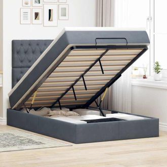 vidaXL Vidaxl - Estructura De Cama Otomana Colchones Terciopelo Gris Oscuro
