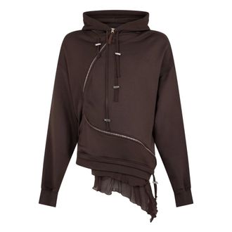 Diesel Sudadera con capucha asim&eacute;trica F-Banazip - Sweatshirts & Hoodies - Mujer - Marr&oacute;n - S