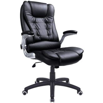 Songmics Songmics OBG51B Sedia da Ufficio con Schienale Alto, Cuscino Portatesta e Seduta Spessa, Braccioli Sollevabile, Design Ergonomico, Nero, 77 x 33 x 65