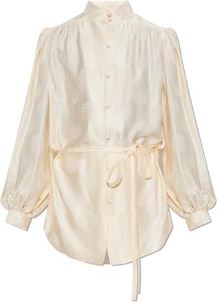 Valentino Garavani Overhemden, Dames, Beige, S, Zijden Blouse