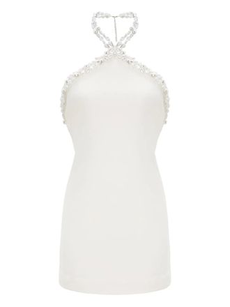 Retrof&ecirc;te beaded halter neck mini dress - women - Polyester/Spandex/Elastane - L - White
