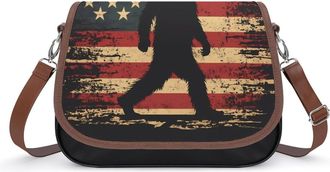 Generic Bigfoot U.S.A. Flag Small Womens Crossbody Bags Shoulder Handbag with Adjustable Strap for Travel