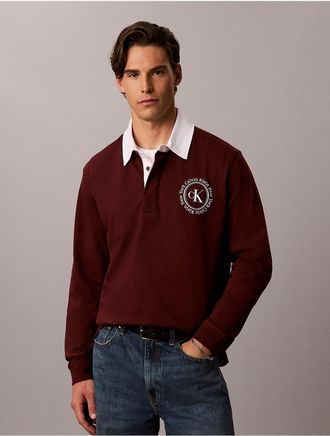 Calvin Klein Jeans Calvin Klein Mens Contrast Collar Rugby Polo Shirt - Red - XL
