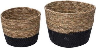Foreside Home And Garden Set of 2 Large Black and Natural Cattail Decorative Storage Baskets at Nordstrom