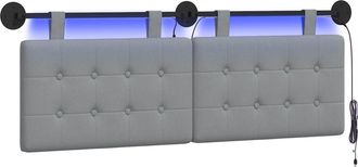 vidaXL Cabecero Colgante Con Luz Led Gris Claro Tela Vidaxl