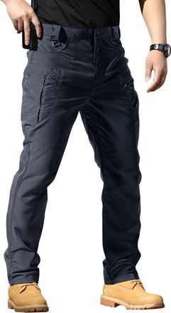 Generic DFEK Mens Work Trousers Multi Pockets Cargo Combat Work Pants Work Trousers for Man Outdoor Camping Hiking Loose Fit Stretch Tactical Trouser(Blue,XXL