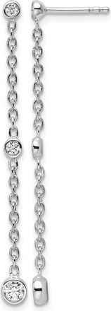Diamond2Deal 14K White Gold 1/3 ct Lab Grown Diamond Graduated Dangle Earrings VS Clarity, D-E Color