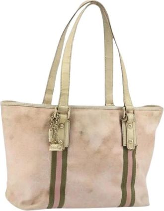 Gucci Pre-owned Tote Bags, female, Pink, Size: ONE SIZE Pre-owned Vintage GG Canvas Tote Bag