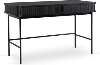 OEM Escritorio Extensible Trish De 120 Cm, Negro, Con Ranuras, Estilo Loft Moderno