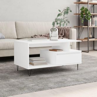 vidaXL Mesa De Centro Madera Contrachapada Blanca 90x49x45 Cm Vidaxl