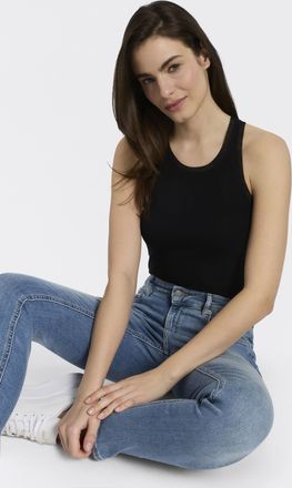 Boss Orange by Hugo Boss Ripptanktop BOSS ORANGE Eplie Premium Damenmode, Damen, Gr. XL, schwarz 001, Feinripp, Obermaterial: 98% Baumwolle, 2% Elasthan, unifarben, figurbeton