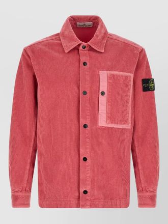Stone Island 1200016 corduroy overshirt front pocket cuffs