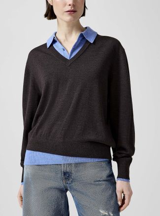 Acne Studios Womens Overlaid effect pure wool sweater
