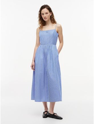 Tommy Hilfiger Womens Tommy Jeans Poplin Midi Dress - Blue - XL