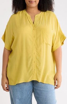 T Tahari Elbow Sleeve Button-Up Shirt in Anjou Pear at Nordstrom Rack, Size 1X
